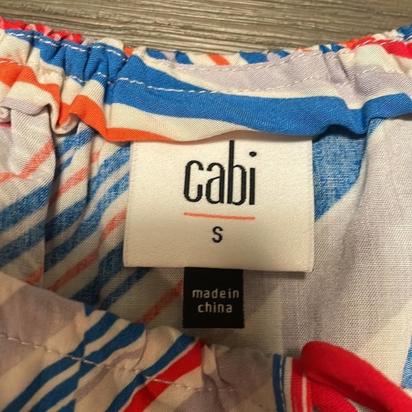 Cabi‎ #5230 Inline Print White Red & Blue Striped Tassel Tank Top Size S - Picture 6 of 9